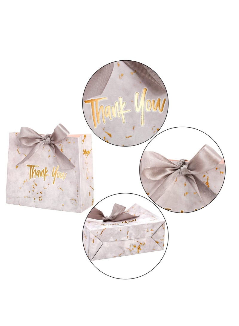 20 Pack Small Thank You Gift Bags with Silver Ribbon Marble Pattern Party Favor Bags Candy Boxes 4.5x1.8x4 Inch Mini Paper Gift Bags Bulk for Wedding Birthday Bridal Shower Baby Shower - Image 3