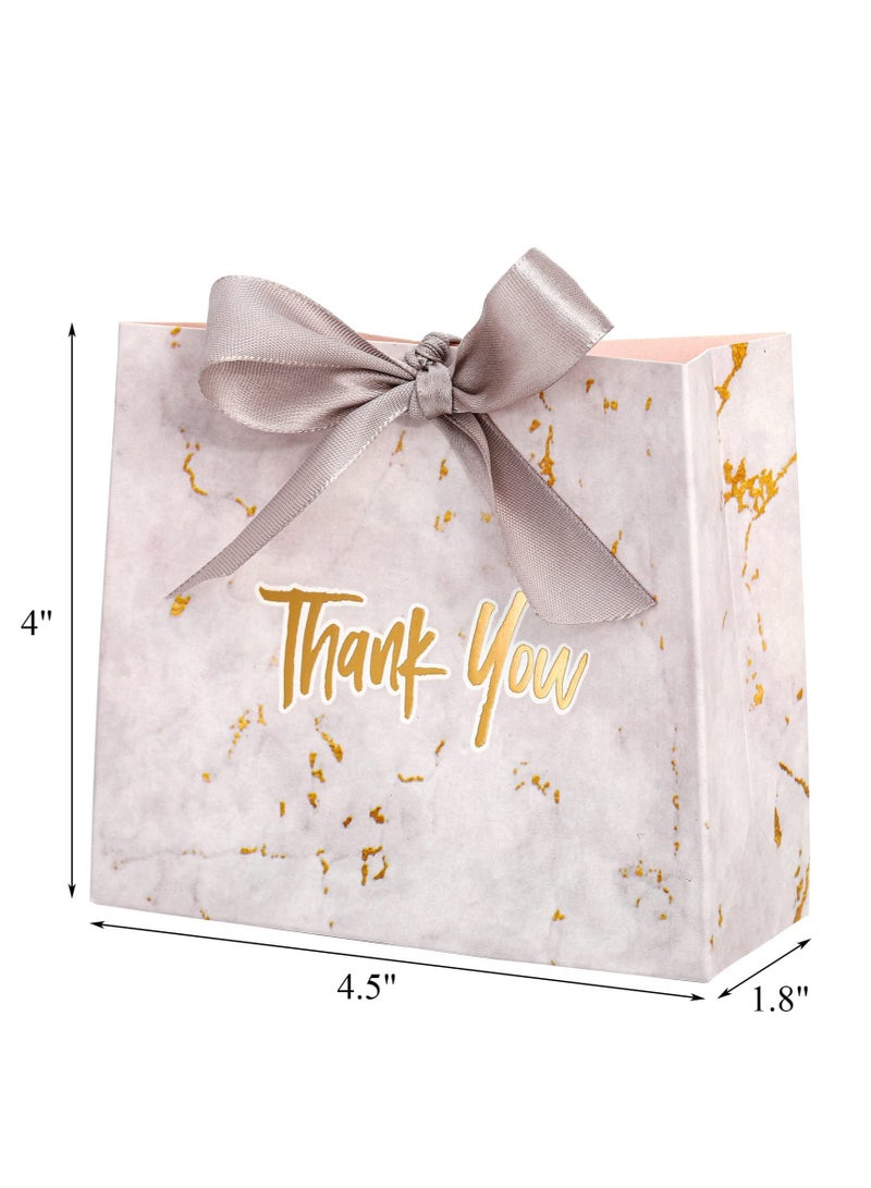 20 Pack Small Thank You Gift Bags with Silver Ribbon Marble Pattern Party Favor Bags Candy Boxes 4.5x1.8x4 Inch Mini Paper Gift Bags Bulk for Wedding Birthday Bridal Shower Baby Shower - Image 5