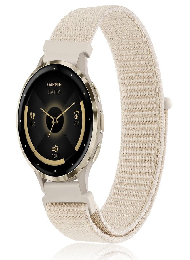 Meliya Nylon Band Compatible with Garmin Venu 3S / Venu 4 41mm / Venu 2S / Vivoactive 4S / Vivomove 3S Watch Bands, 18mm Quick Release Soft Nylon Adjustable Wristband Strap for Garmin Forerunner 255s/265s Bands for Men Women (Starlight) - Image 1