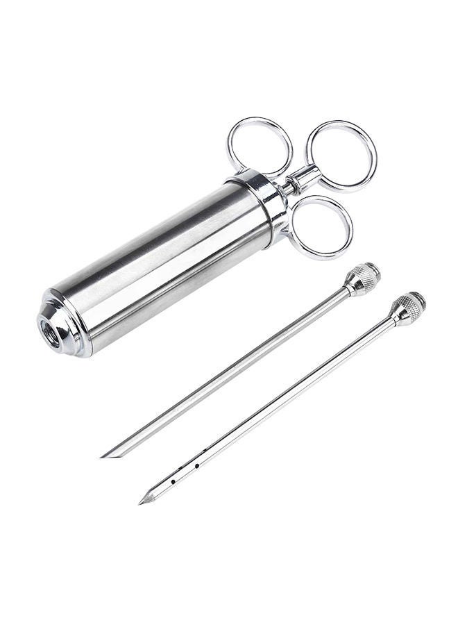 NIBEMINENT Syringe With Dual Needle For Condiment Turkey Meat Injector Silver 16 x 8 4centimeter - Image 1