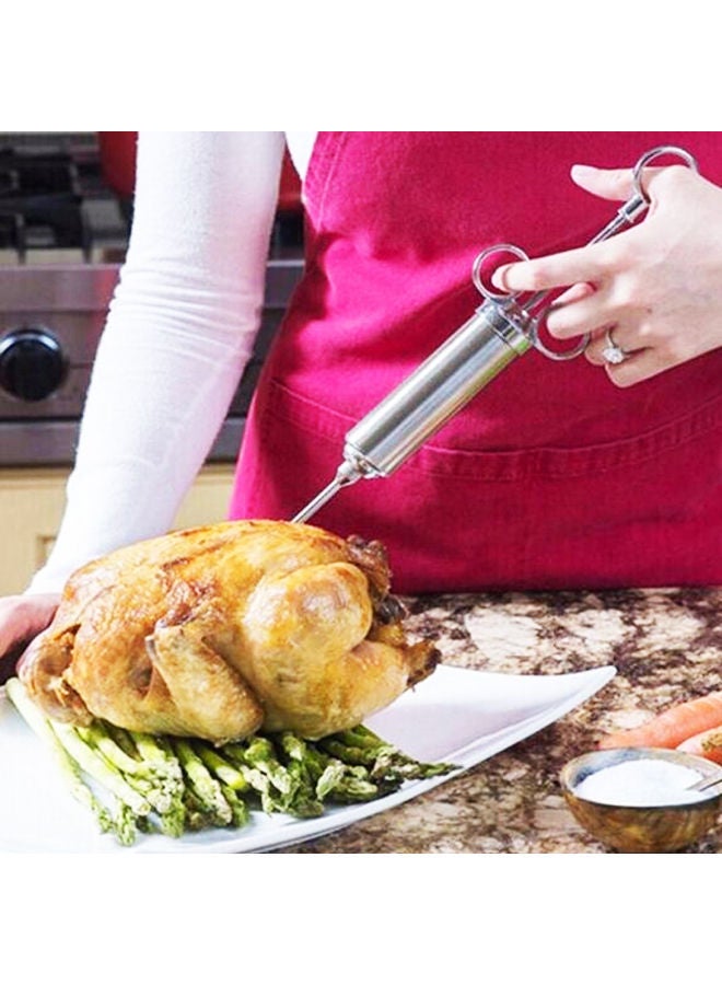 NIBEMINENT Syringe With Dual Needle For Condiment Turkey Meat Injector Silver 16 x 8 4centimeter - Image 4