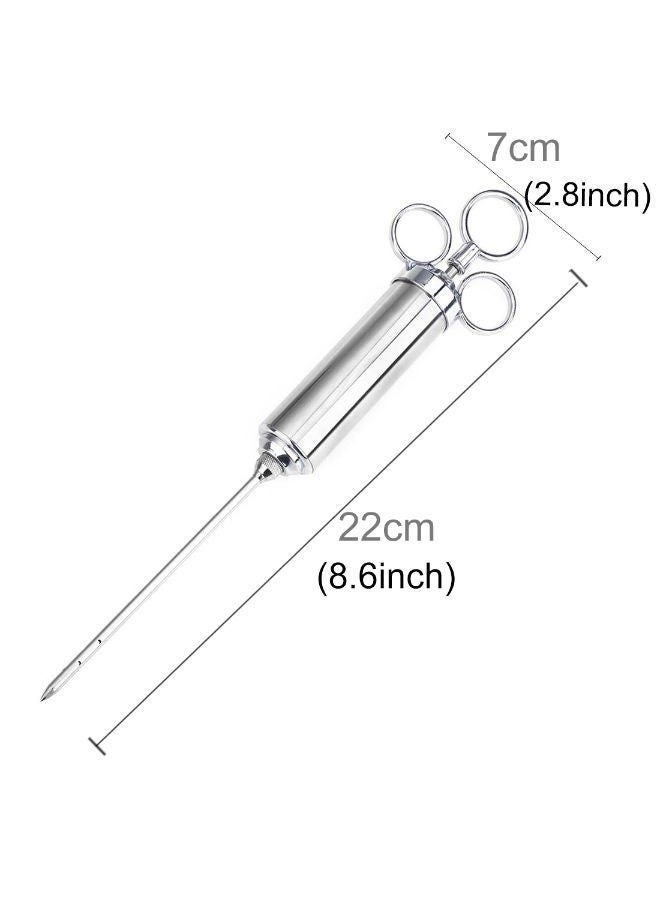 NIBEMINENT Syringe With Dual Needle For Condiment Turkey Meat Injector Silver 16 x 8 4centimeter - Image 2