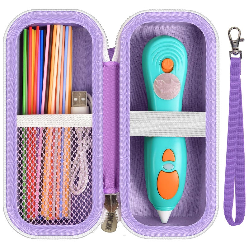 GWCASE Case Compatible with 3Doodler Start Essentials 3D Printing Pen for Kids Travel Organizer Carryer for Filament Refill Packs MicroUSB Charger Box OnlyPurple - Image 2