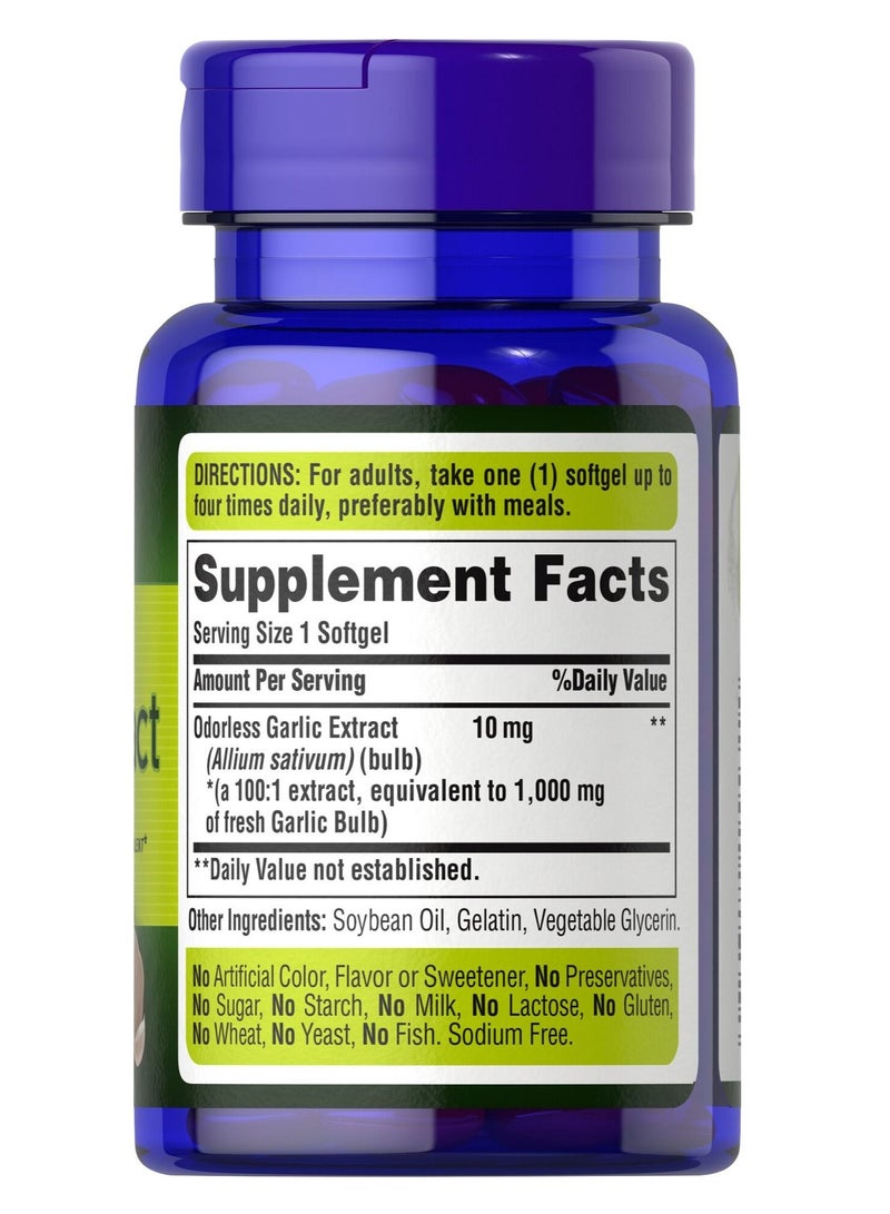 Puritan's Pride Odorless Garlic, 1000mg 100 Rapid Release Softgels - Image 2