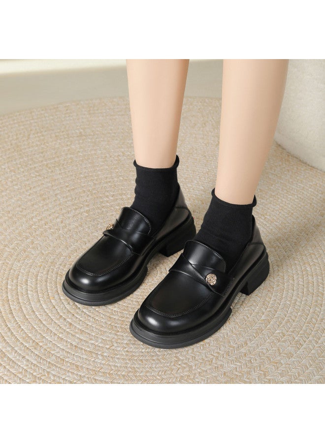Josiny College-style Loafer Shoes For Women, Classic And Versatile Ladies' Flats, Retro British Comfort With Chunky Heels, Round Toe, And Commuter-friendly Design - Image 4