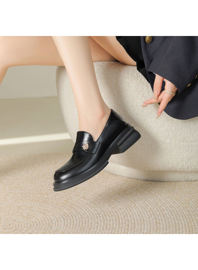 Josiny College-style Loafer Shoes For Women, Classic And Versatile Ladies' Flats, Retro British Comfort With Chunky Heels, Round Toe, And Commuter-friendly Design - Image 5