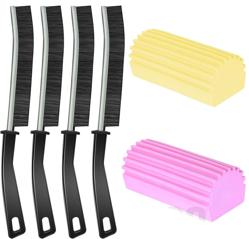 ZTOCOZ Hard Bristle Crevice Cleaning Brush & Damp Sponge,Small Cleaning Brushes,Grout Cleaner Brush,Toilet Brush, Scrub Brush for Shower Tile,Skinny Gap Cleaning Tools for Household,Bathroom(6PCS) - Image 1
