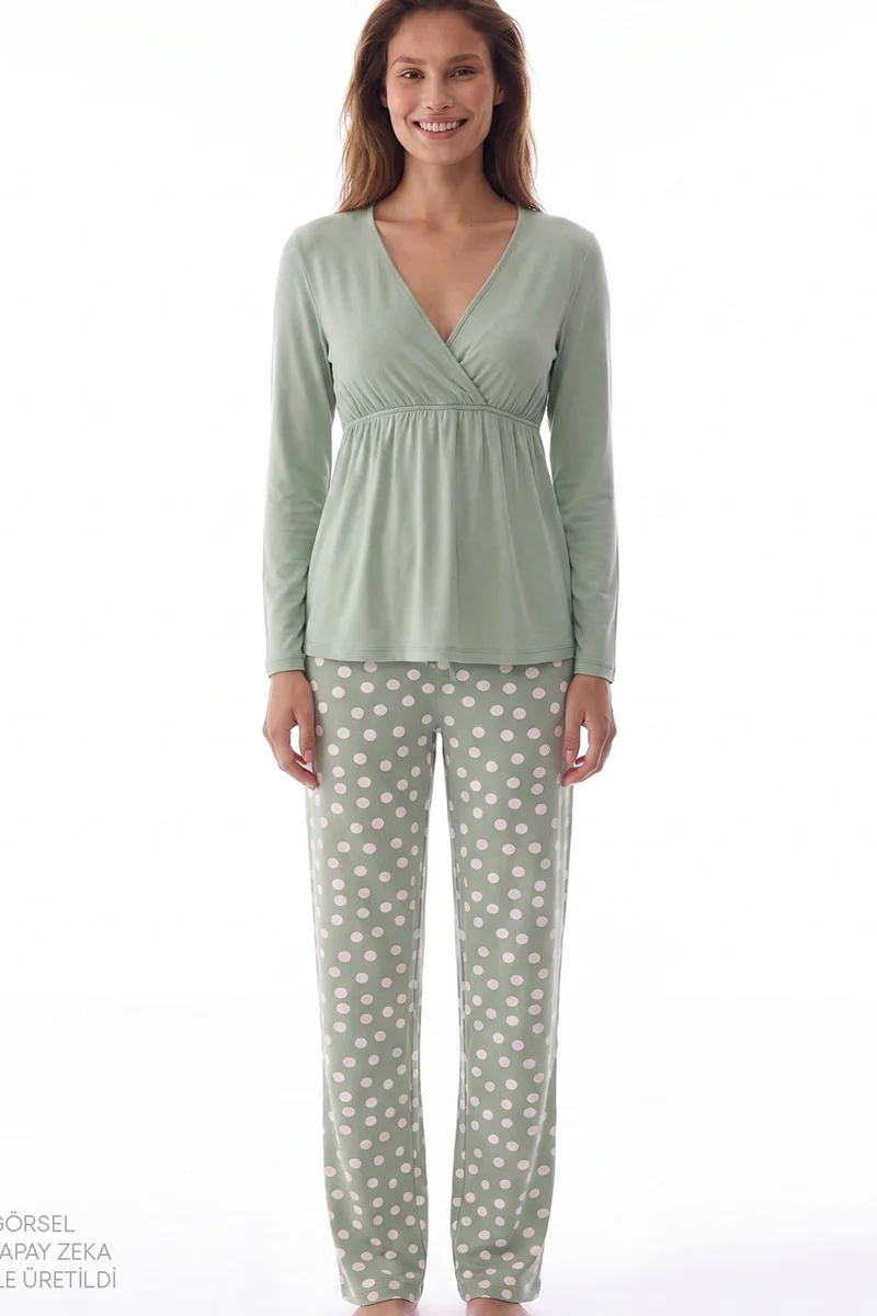 بنتي PENTI Mama Polka Dot Long Sleeve Pajama Set