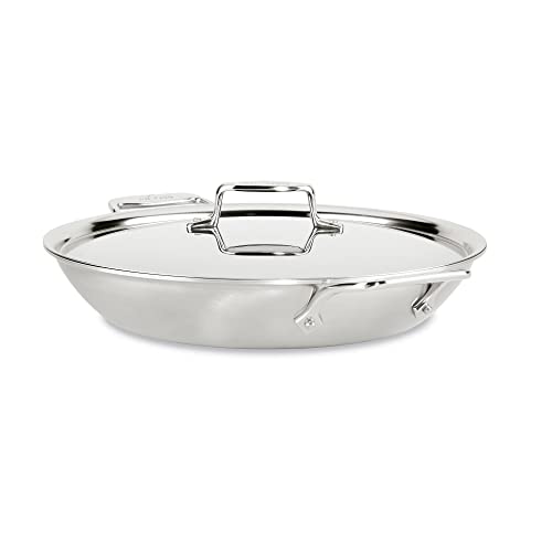 All-Clad AllClad D5 5Ply Brushed Stainless Steel Universal Pan 45 Quart Induction Oven Broiler Safe 600F Pots and Pans Cookware Silver 