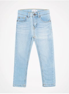 Web Denim Web Denim Cotton Regular fit Washed Comfortable Light Blue Mid Rise Jeans For Infant  - Image 1