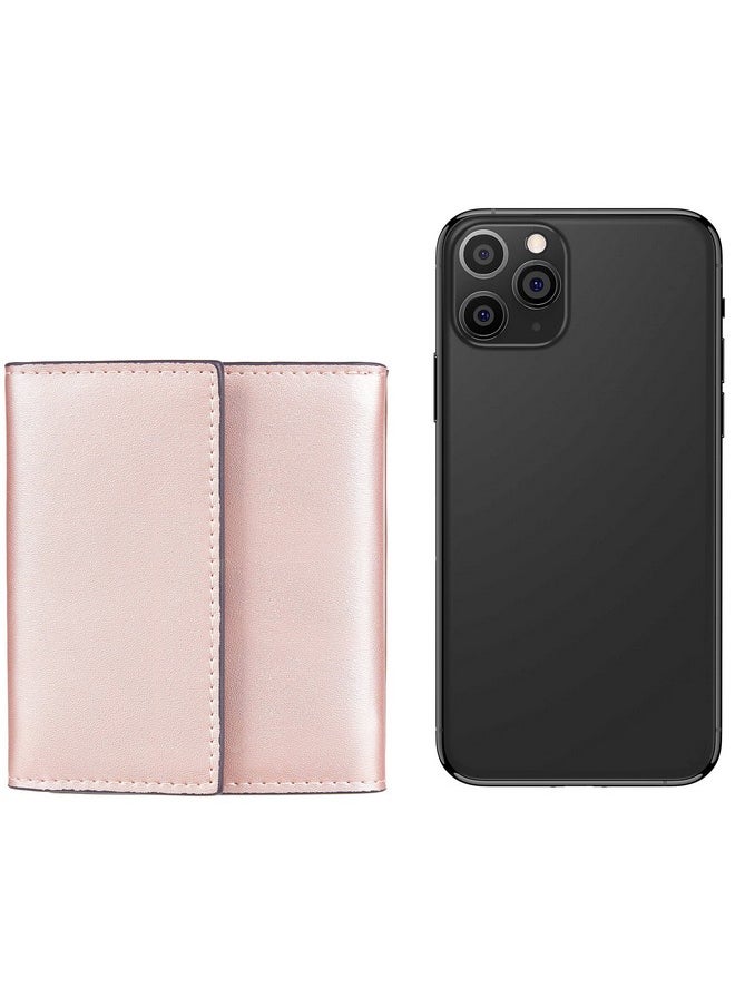 Travelambo Rfid Blocking Small Mini Compact Wallet Trifold Credit Card Holder Pocket Purse For Women (Rose Gold)  - Image 2