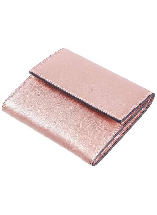 Travelambo Rfid Blocking Small Mini Compact Wallet Trifold Credit Card Holder Pocket Purse For Women (Rose Gold)  - Image 3