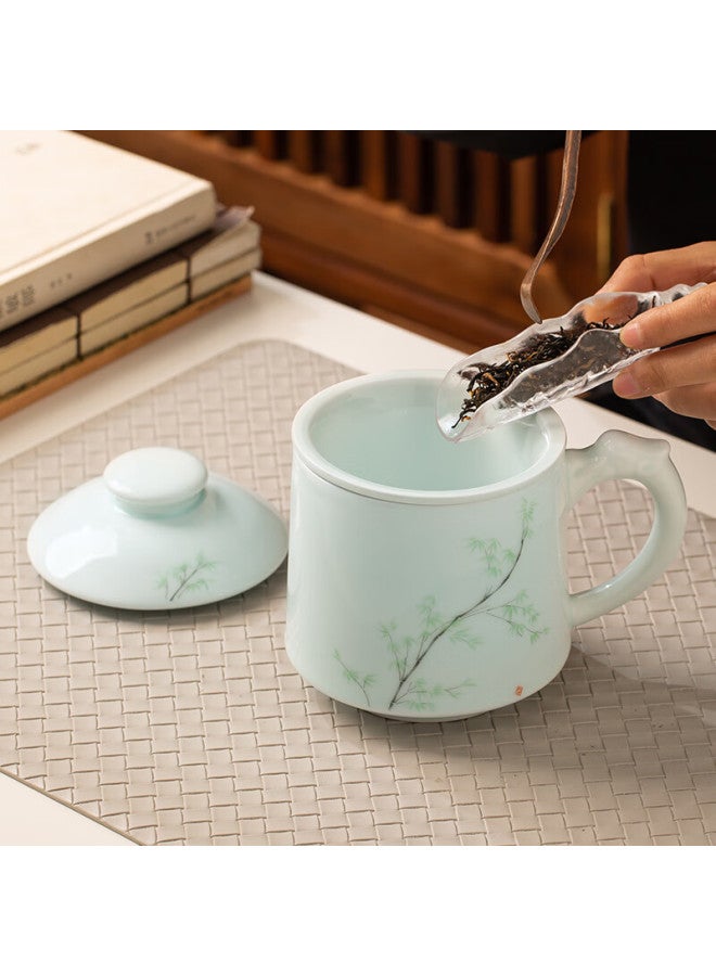 Changnan Ceramic Tea Cup With Separate Tea Infuser Lid, Office Mug For Business Meetings, Customizable With Company Logo Engraving - Image 4