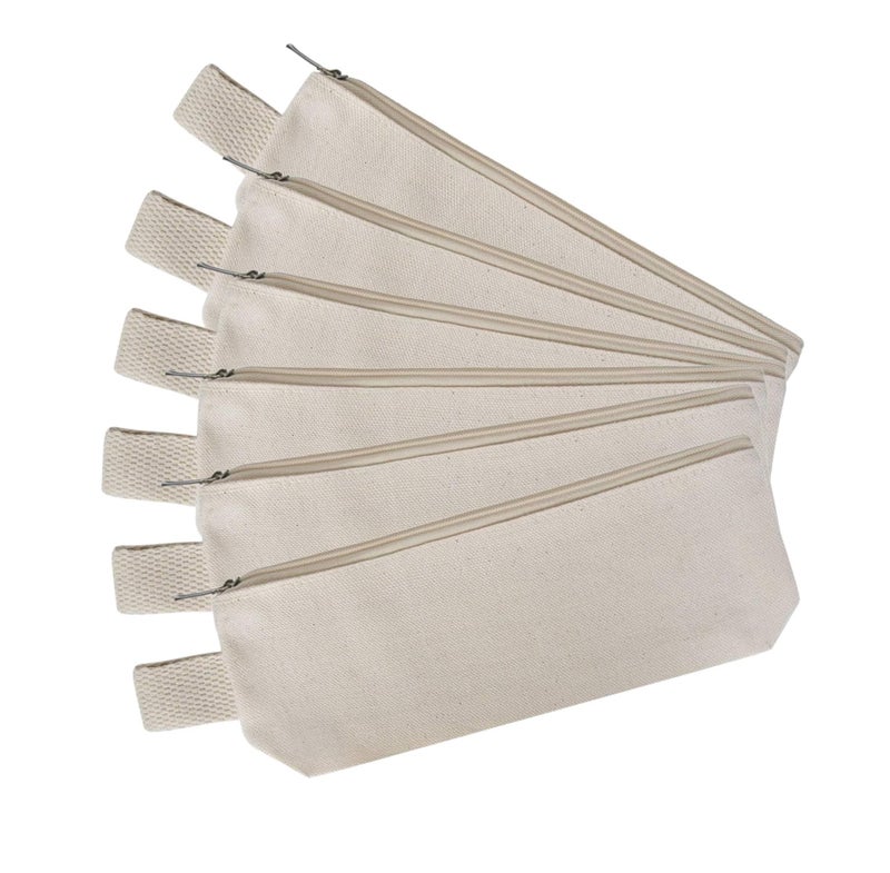 Lify Pen Pencil Pouch Case with Zipper (Off White) (Pack of 6) for School, Office, College & Travelling| Multipurpose Stationery Organizer, Cosmetic Makeup Brushes Bag for School Girls, Kids, Boys, Women - Image 1