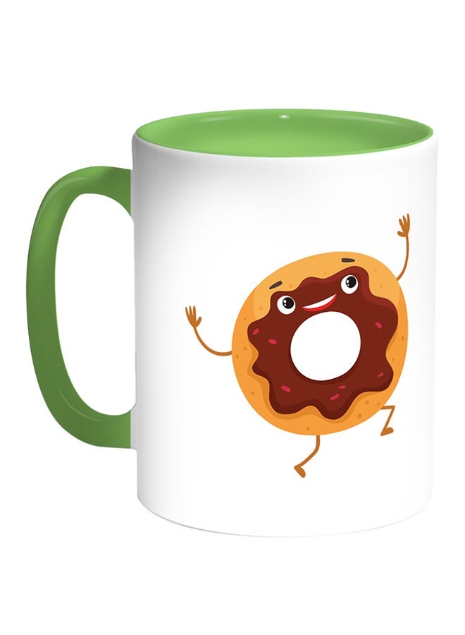 Food - Donut Printed Coffee Mug White/Green 11ounce