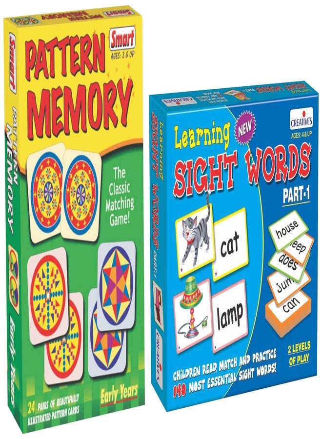 Creative Educational Aids P. Ltd. - CRE0934 Learning Sight Words Part-1 Card Game (Multi-Color)&Smart Pattern Memory Educational Games & Puzzle, Multicolour - Image 1