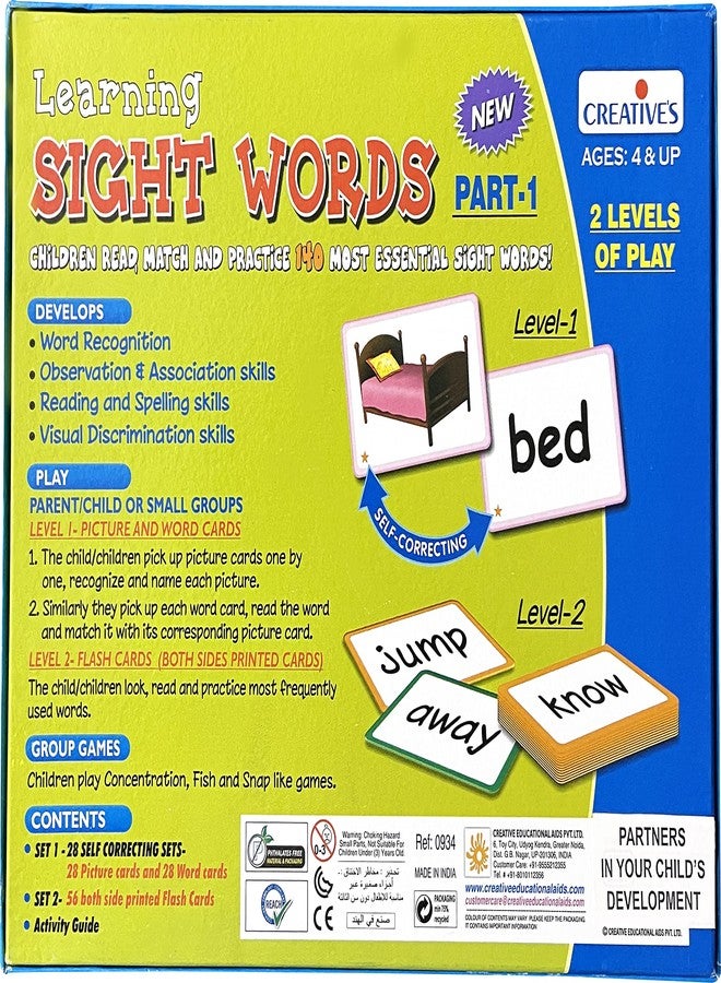Creative Educational Aids P. Ltd. - CRE0934 Learning Sight Words Part-1 Card Game (Multi-Color)&Smart Pattern Memory Educational Games & Puzzle, Multicolour - Image 4