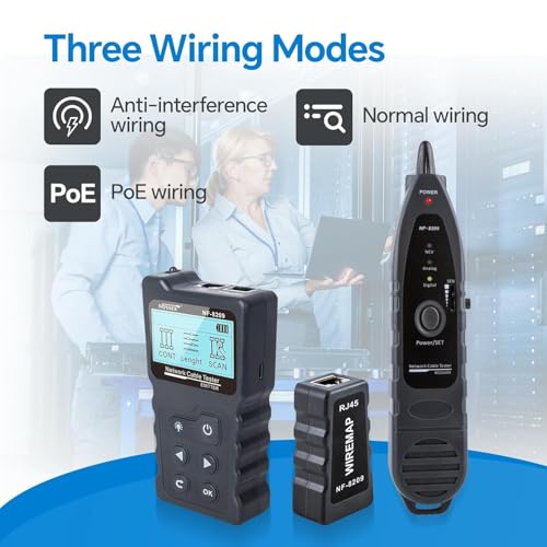 NOYAFA NF-8209 Network Cable Tester, Ethernet Cable Wire Tester with POE & NCV for CAT5/CAT6 Wire Tracer, Length Test, RJ45 Network Tester Kit for Cable Tracer Telephone Line Finder Home Repair - Image 3