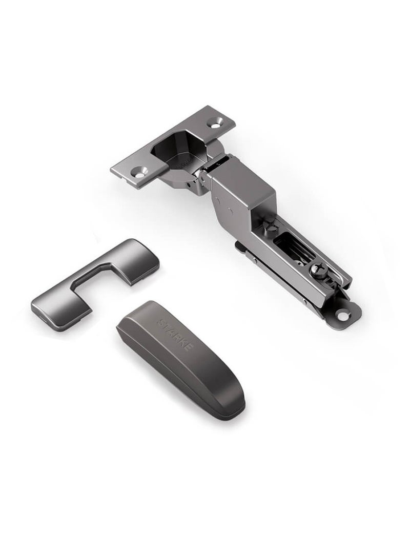 STARKE Pack of 1 Inset Soft Close Cabinet Wingless Hinge -Black Electroplated, 95 Degree Opening Angle, 16-25mm Application, Strong Hydraulic System - Grey Protective Cover & Screws included. - Image 1