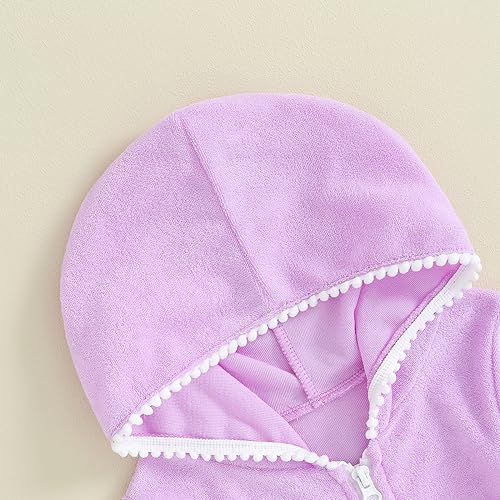 Mubineo Toddler Girl Long Sleeve Swimsuit Beach Dress Cute Cover Ups Ruffle Bathing Suit Cover Up Kimono Kids Swimwear (Purple, 2-3 Years) - Image 4
