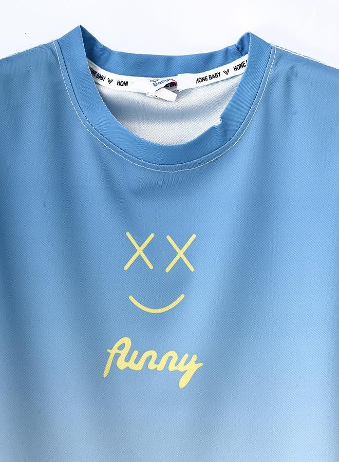 بيبي كلو طقم تيشيرت وشورت أزرق أنيق بتدرج لوني - Image 3