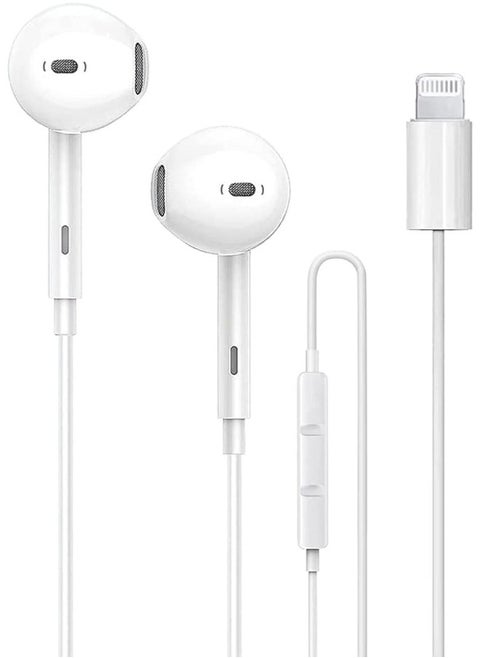 Earphones, Wired iPhone with Apple Specifications Lightning Connector, (Built-in Microphone and Volume Control) Compatible 14/13/12/SE/11/XR/XS/X/8/7 - All iOS Devices, In-Ear White 60