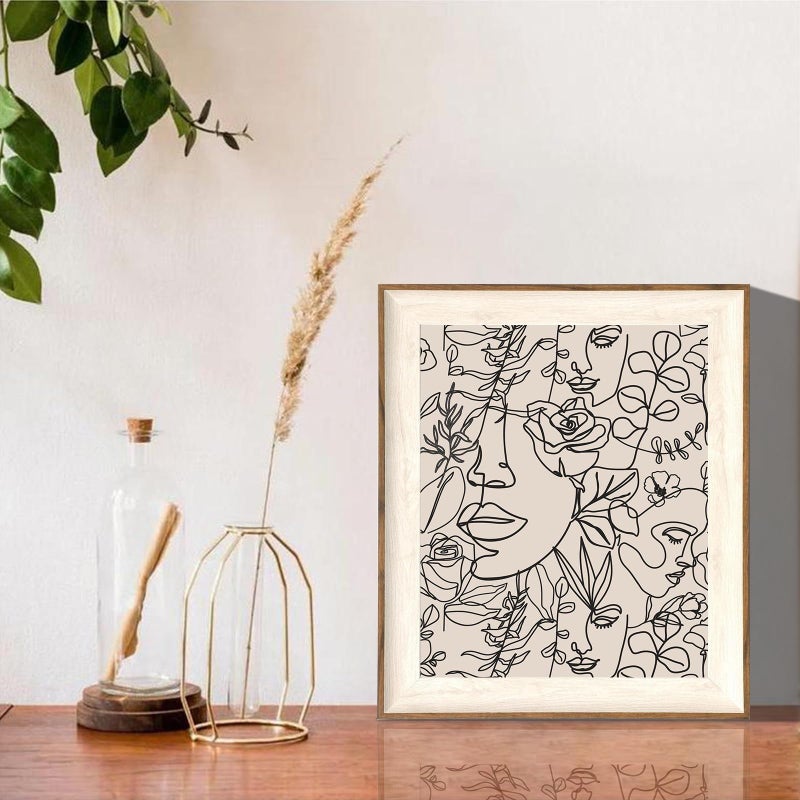 ASTRDECOR Abstract Framed Wall Art, Minimalist Boho Art Prints Women Portrait Line Art Wall Decor, Mid Century Wall Prints, Boho Wall Art Canvas, Neutral Black Beige Bedroom Decor - 10''x12'' - Image 5