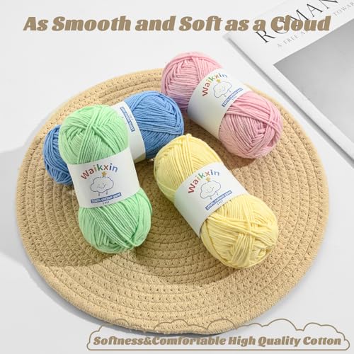 Waikxin Fluffy Cotton Yarn for Crocheting - 262.4yds / 3.52oz Baby Yarn for Crocheting Soft - 100% Milk Cotton Yarn 5 Ply Crochet Amigurumi Yarn for Crafts&Puzzle/Socks/Hats(2 Pink) - Image 4