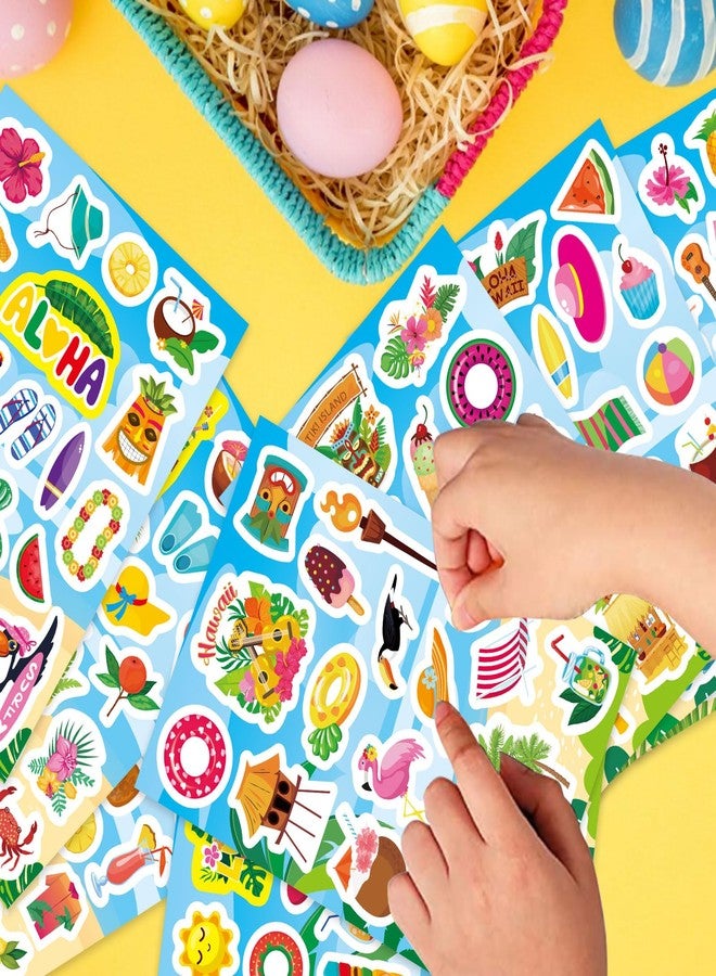 OTAITY 24 Sheets Summer Stickers Beach Hawaii Stickers for Kids Hello Summer Sea Beach Sticke with Sun Ice Cream Pineapple Watermelon Elements, Hawaii Tropical Party Decoration - Image 5