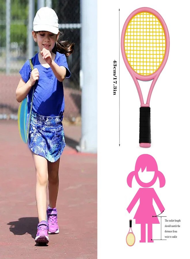 Ppbmocw Toddler Tennis Racket,17inchs Kids Tennis Racket Age 3-15,Kids Tennis Set Include Two Rackets,Four Badminton Shuttlecocks,Two Tennis Balls,Two Sponge Balls and A Carrying Bag(Blue&Pink) - Image 2