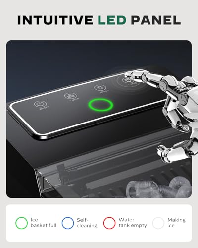 Silonn Boost Ice Maker with Innovative 2.5L Ice Basket & 1.8L Water Tank, 9 Bullet Ice Cubes in 6 Mins, Countertop Ice Maker with LED Touch Control, Self-Cleaning Ice Machine, 2 Ice Sizes - Image 4