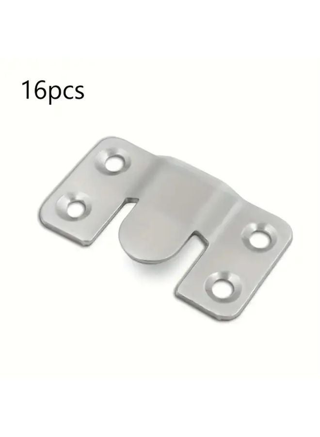 16pcs Stainless Steel Interlocking Hooks With Screws Wall Mount Brackets - Image 1