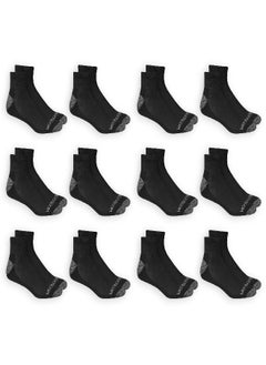 FRUIT OF THE LOOM Fruit of the Loom mens 12 Pair Pack Dual Defense Cushioned Casual Sock, Black, 6-12  - Image 1
