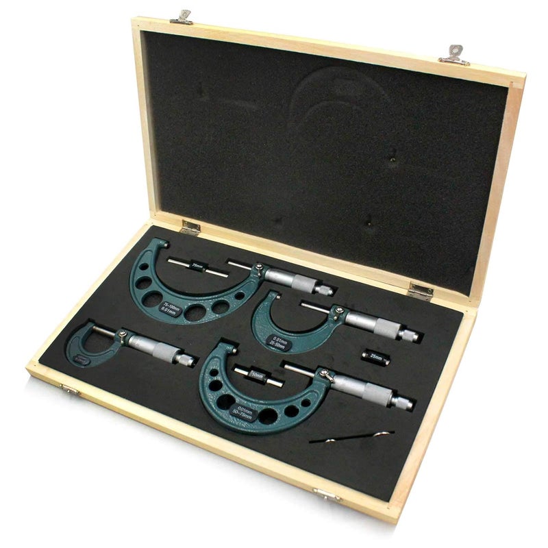 Handook Premium Outside Micrometer Set 0-100mm/0.01mm Precision Machinist Tool w/Carbide Tips - Image 4