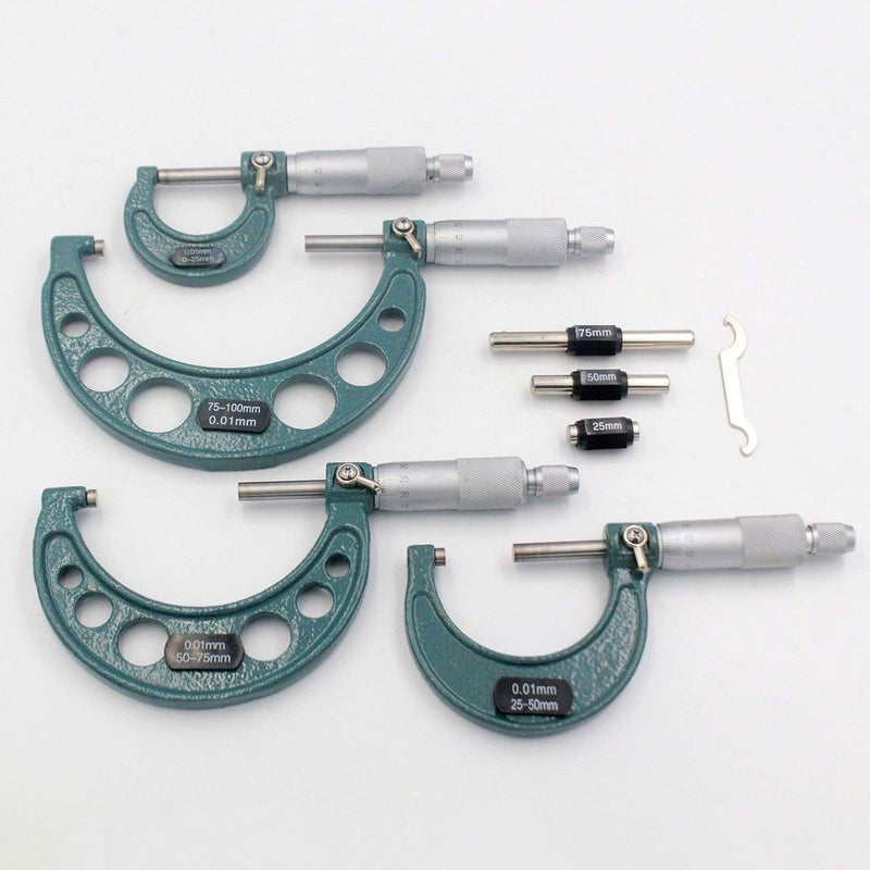 Handook Premium Outside Micrometer Set 0-100mm/0.01mm Precision Machinist Tool w/Carbide Tips - Image 5