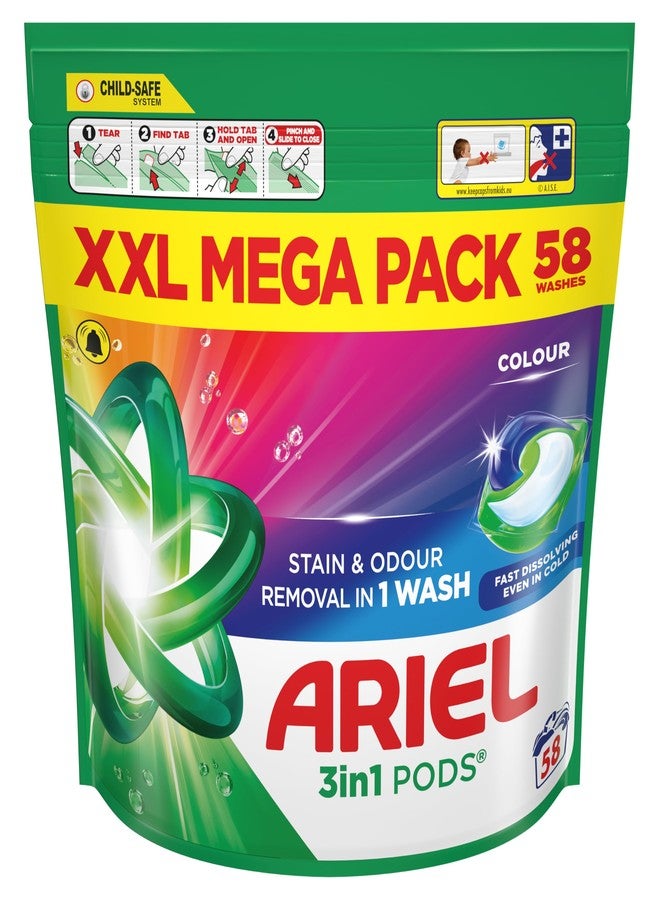 Ariel All-In-1 Pod's Washing Detergent Capsules 58 Washes Colours