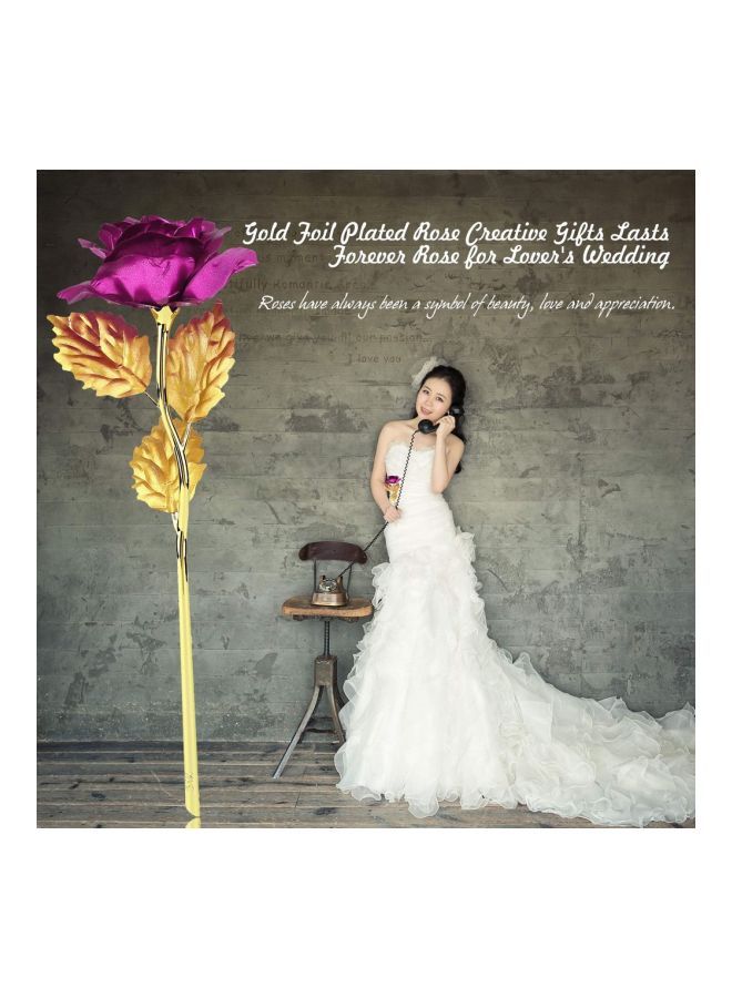 NIBEMINENT Decorative Rose Flower Red/Gold 25.5x9x5.5centimeter - Image 3