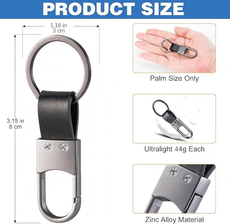 HUSHRICH 3Pcs Detachable Leather Keychain with Zinc Alloy Buckle - Heavy Duty Key Fob Holder for Men and Women - Image 2