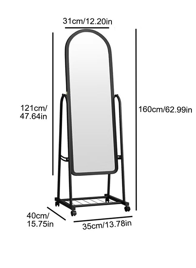 Adjustable Full-Length Mirror with Wheels & Storage Shelf, HD Clear Floor Dressing Mirror, Tiltable Standing Mirror for Bedroom Living Room - Image 3