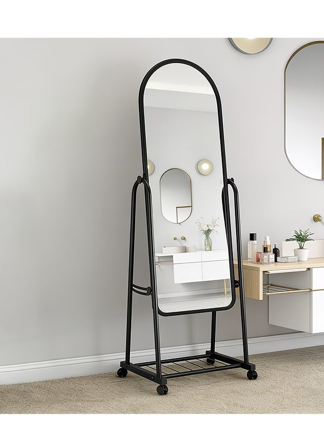Adjustable Full-Length Mirror with Wheels & Storage Shelf, HD Clear Floor Dressing Mirror, Tiltable Standing Mirror for Bedroom Living Room - Image 1