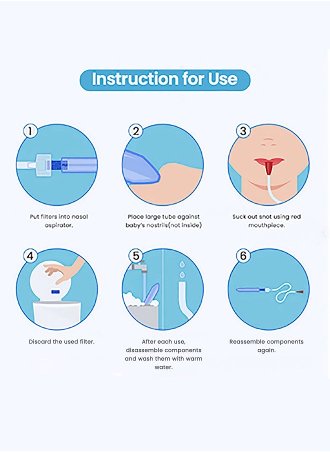 BAYBEE - Nasal Aspirator For Infant Babies With 24 Replacement Filters | 100% Safe Clean Snot Sucker Baby Nose Cleaner For Toddlers 0 To 2 Years Blue - Image 1