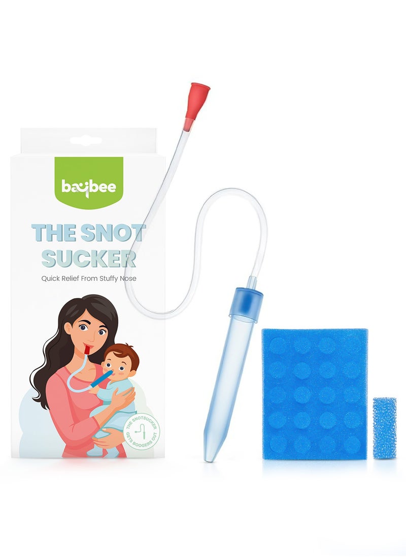 BAYBEE - Nasal Aspirator For Infant Babies With 24 Replacement Filters | 100% Safe Clean Snot Sucker Baby Nose Cleaner For Toddlers 0 To 2 Years Blue - Image 1