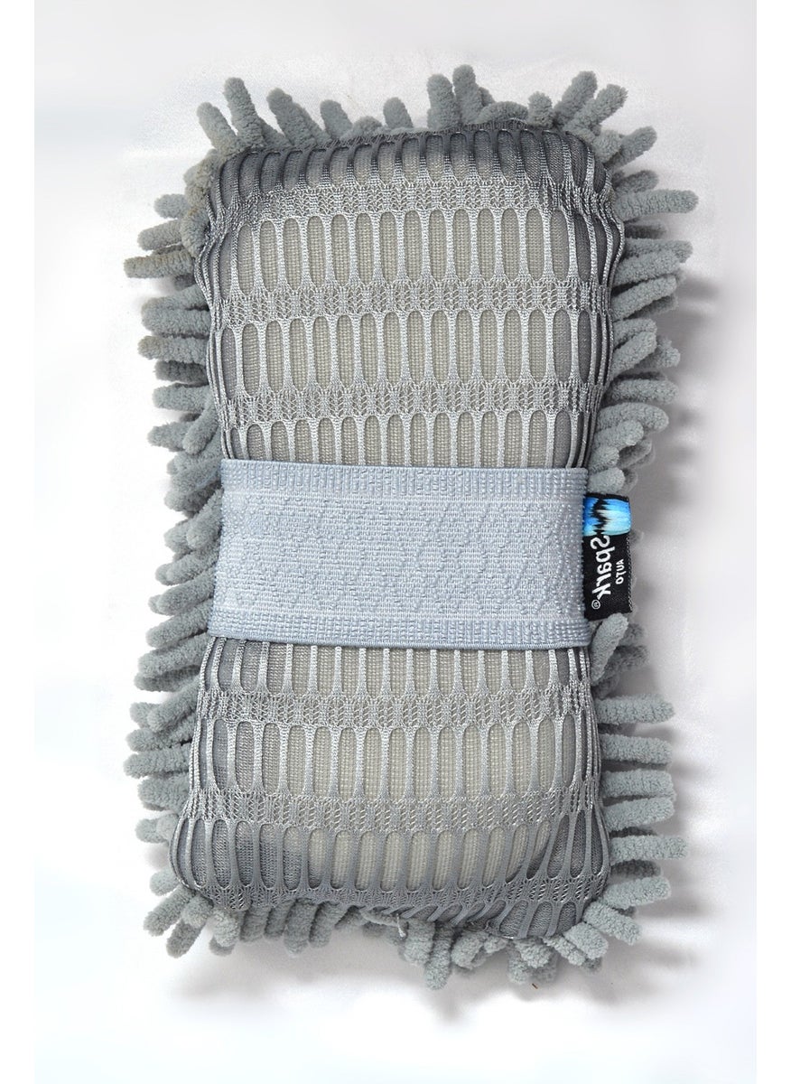 Spark - (3 Pieces) 7040 Microfiber Chenille Car Cleaning & Washing and Drying Sponge 8X23 Cm. Grey - Image 1