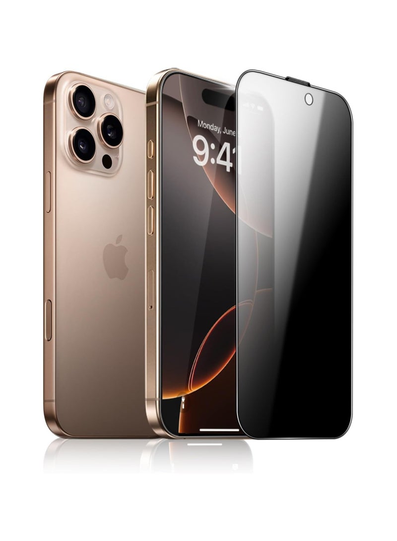 iPhone 16 Pro Max Tempered Glass Privacy Screen, Tempered Glass iPhone 16 Pro Max Privacy Screen with Easy Installation Tool, 9H Hardness Full Cover iPhone 16 Pro Tempered Glass Privacy Screen, - Image 1