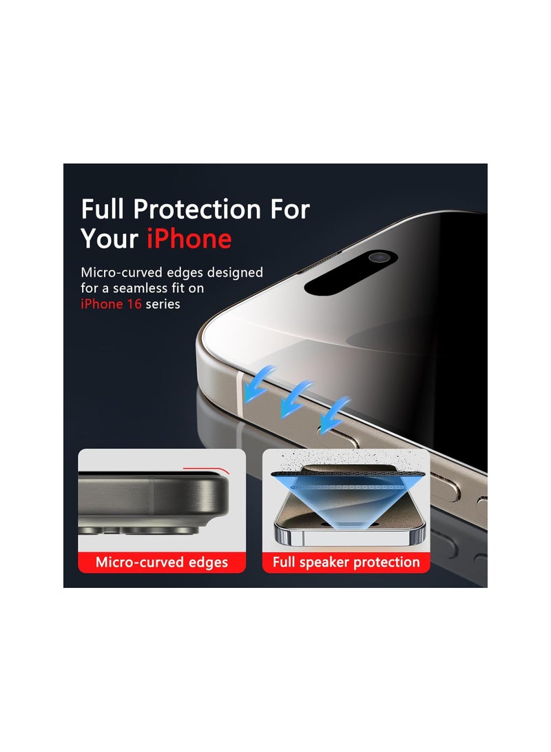 iPhone 16 Pro Max Tempered Glass Privacy Screen, Tempered Glass iPhone 16 Pro Max Privacy Screen with Easy Installation Tool, 9H Hardness Full Cover iPhone 16 Pro Tempered Glass Privacy Screen, - Image 4