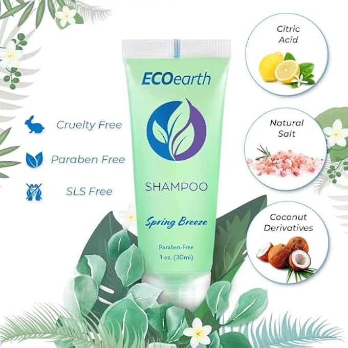 EcoEarth TRAVEL SIZE HOTEL SHAMPOO (1 FL OZ, 100 PACK, SPRING BREEZE), DELIGHT YOUR GUESTS WITH REVITALIZING AND REFRESHING SHAMPOO FOR GUEST HOSPITALITY, SMALL SIZE LUXURY SHAMPOO IN BULK - Image 2