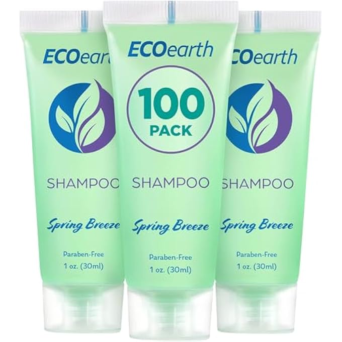 EcoEarth TRAVEL SIZE HOTEL SHAMPOO (1 FL OZ, 100 PACK, SPRING BREEZE), DELIGHT YOUR GUESTS WITH REVITALIZING AND REFRESHING SHAMPOO FOR GUEST HOSPITALITY, SMALL SIZE LUXURY SHAMPOO IN BULK - Image 1