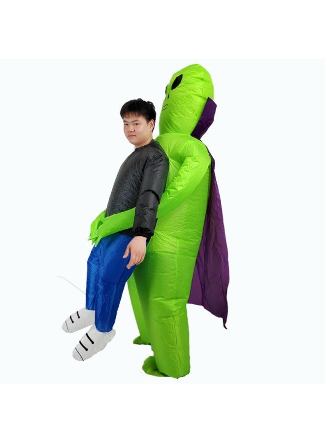 Halloween Ghost Hugging Parent Alien Inflatable Clothing Green Ghost Kuso Dress Up Inflatable Clothing Inflatable Doll Dress Up-Color:Cloak Alien-Specifications:Children's Model - Image 3