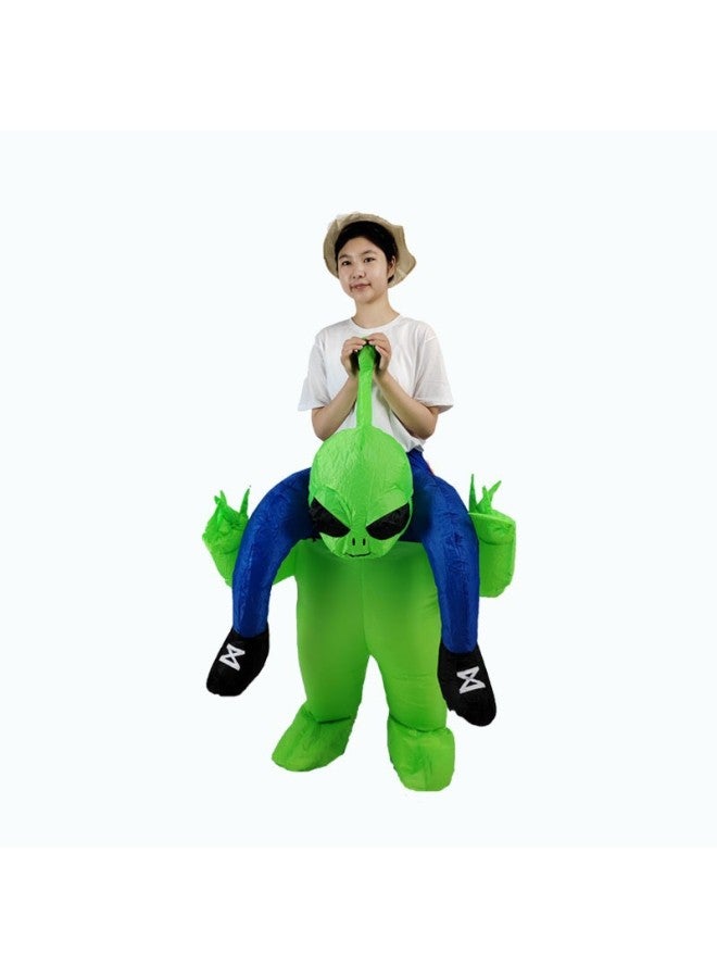 Halloween Ghost Hugging Parent Alien Inflatable Clothing Green Ghost Kuso Dress Up Inflatable Clothing Inflatable Doll Dress Up-Color:Cloak Alien-Specifications:Children's Model - Image 4