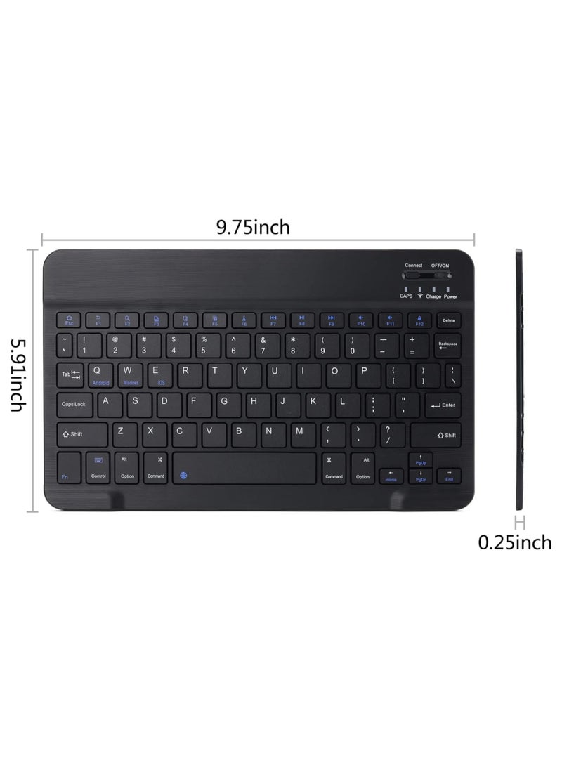 Rechargeable Bluetooth Keyboard  Ultra-Slim Portable Compact Wireless Mouse Keyboard for Android Windows Tablet Cell Phone iPhone iPad Pro Air Mini, iPad OS/iOS 13 and above | Black